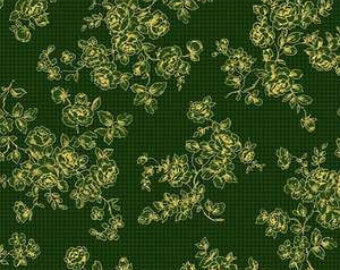 Grace Holiday cotton fabric by Quilt Gate MR2160-14c  Roses on Green