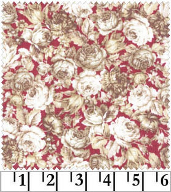 Amelia cotton fabric by Quilt Gate MR2170-14E Roses on Red