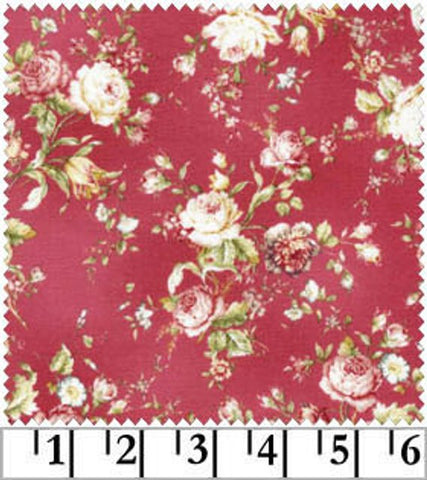 Amelia cotton fabric by Quilt Gate MR2170-15E Roses on Red