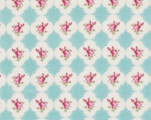 Rosey cotton fabric by Tanya Whelan for Free Spirit PWTW066teal