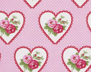 Valentine Roses cotton fabric by Tanya Whelan for Free Spirit PWTW082Pink
