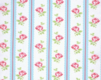 Lulu Roses  cotton fabric by Tanya Whelan for Free Spirit PWTW096sky stripe floral