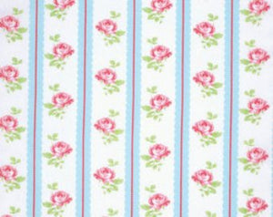 Lulu Roses  cotton fabric by Tanya Whelan for Free Spirit PWTW096sky stripe floral