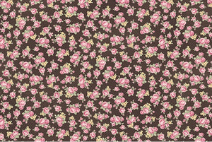 Ruru Roses cotton fabric by Quilt Gate Ru2200-18F Tiny Roses on Brown