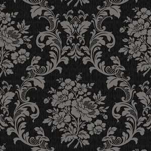 Ruru Tea Party Collection cotton fabric by Quilt Gate Ru2270-17F Black