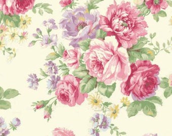 Love Rose Love cotton fabric by Quilt Gate Ru2300-11A Large Bouquet on Pink