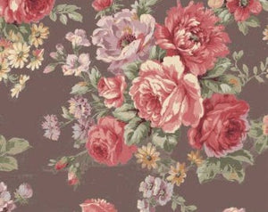 Love Rose Love cotton fabric by Quilt Gate Ru2300-11F Large Bouquet on Brown