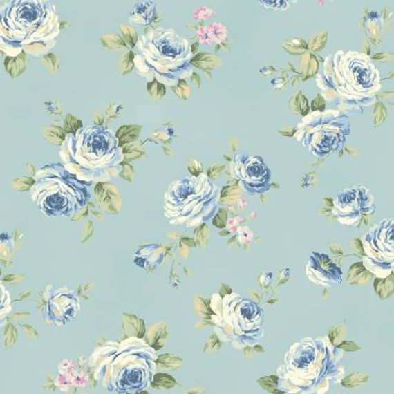 Love Rose Love cotton fabric by Quilt Gate Ru2300-13C Blue Roses