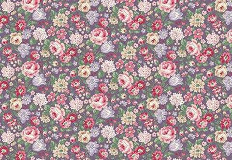 English Rose Garden cotton fabric by Quilt Gate RU2310-14E Small Flowers on Purple