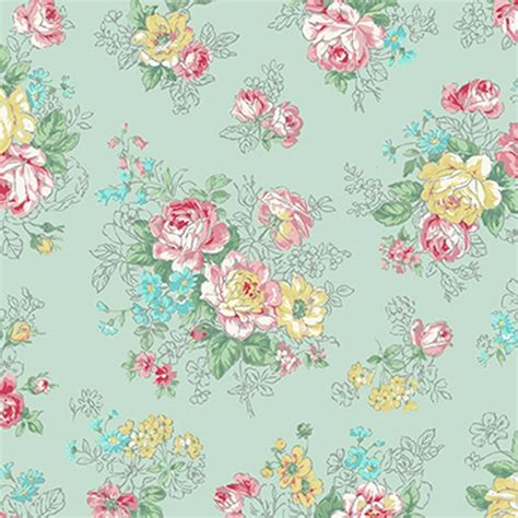 Blooming Rose RU2390-13C roses on mint by Quilt Gate