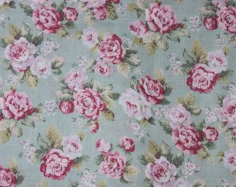 Yuwa cotton fabric  Scattered Roses on Seafoam YWP816844D